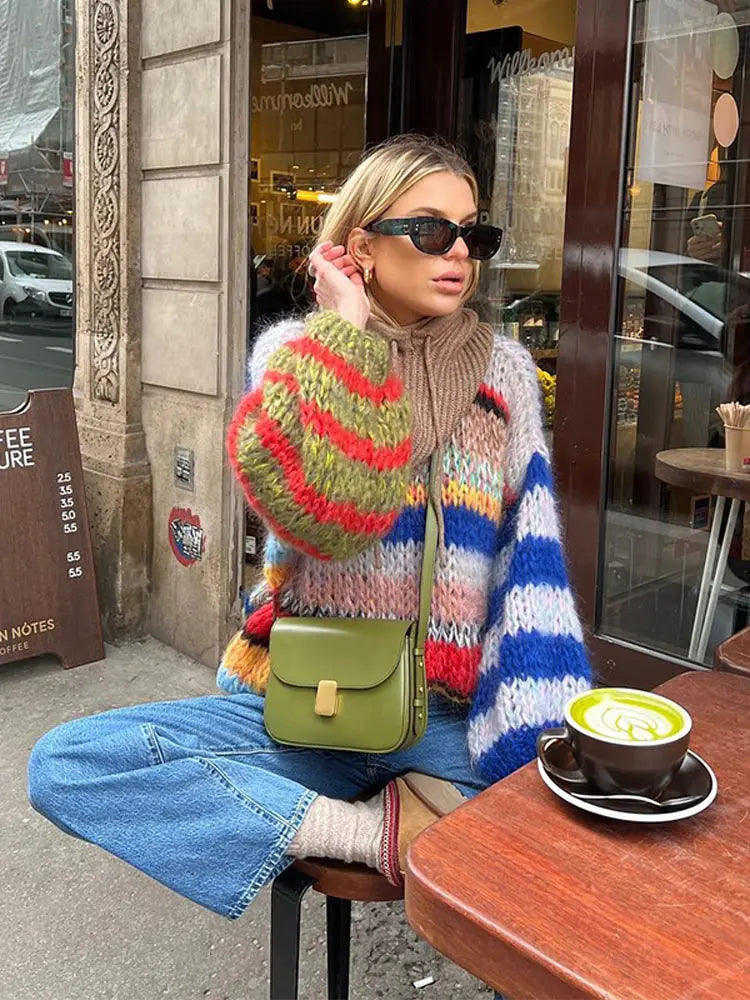 Monica - Maglione Donna Colorato a Maniche Lunghe