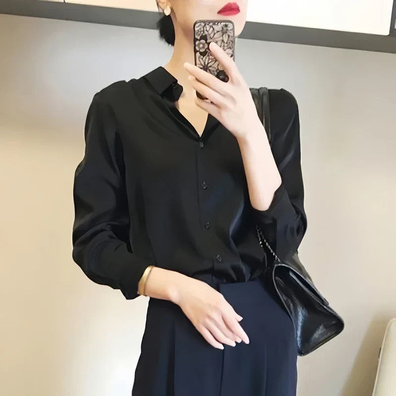 Kaia – Camicia Elegante Donna in Raso a Maniche Lunghe