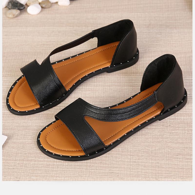 Silva-moda flache Sandalen mit Fischmünzenausschnitt und offener Zehe 4