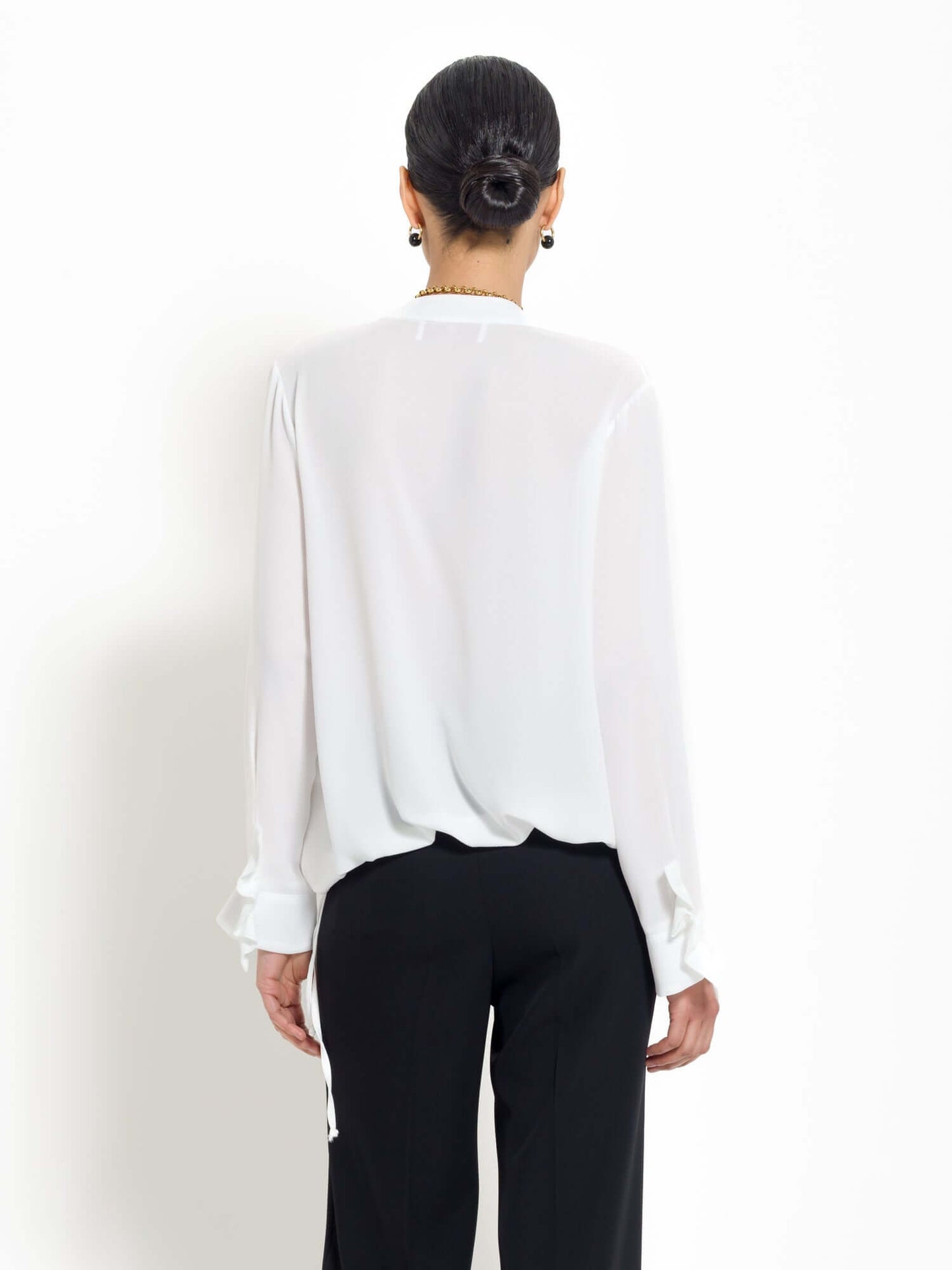 Silvestra - Blusa elegante con rouches da donna Bianco