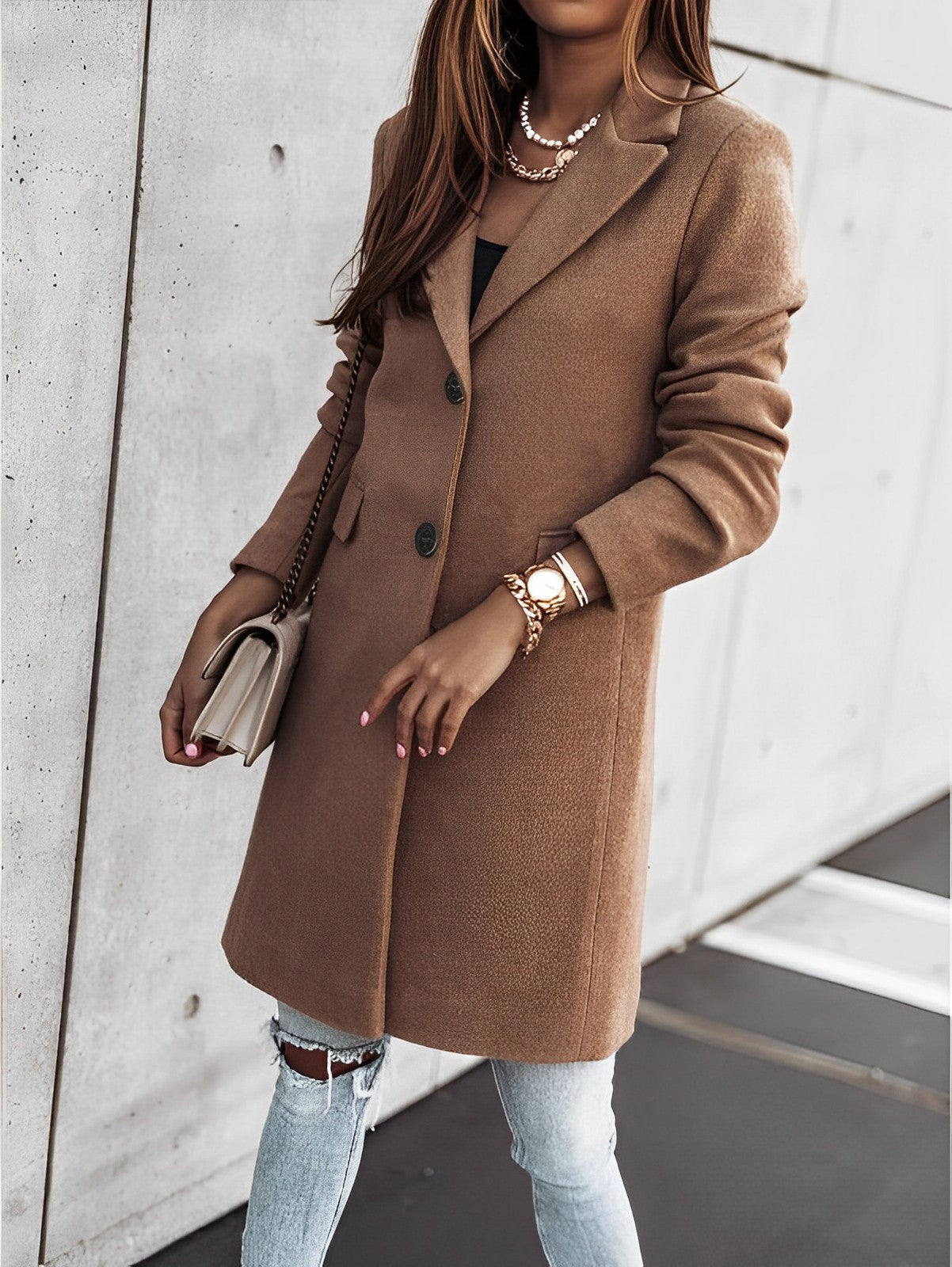Chiara – Cappotto Donna Elegante Lungo a Due Bottoni