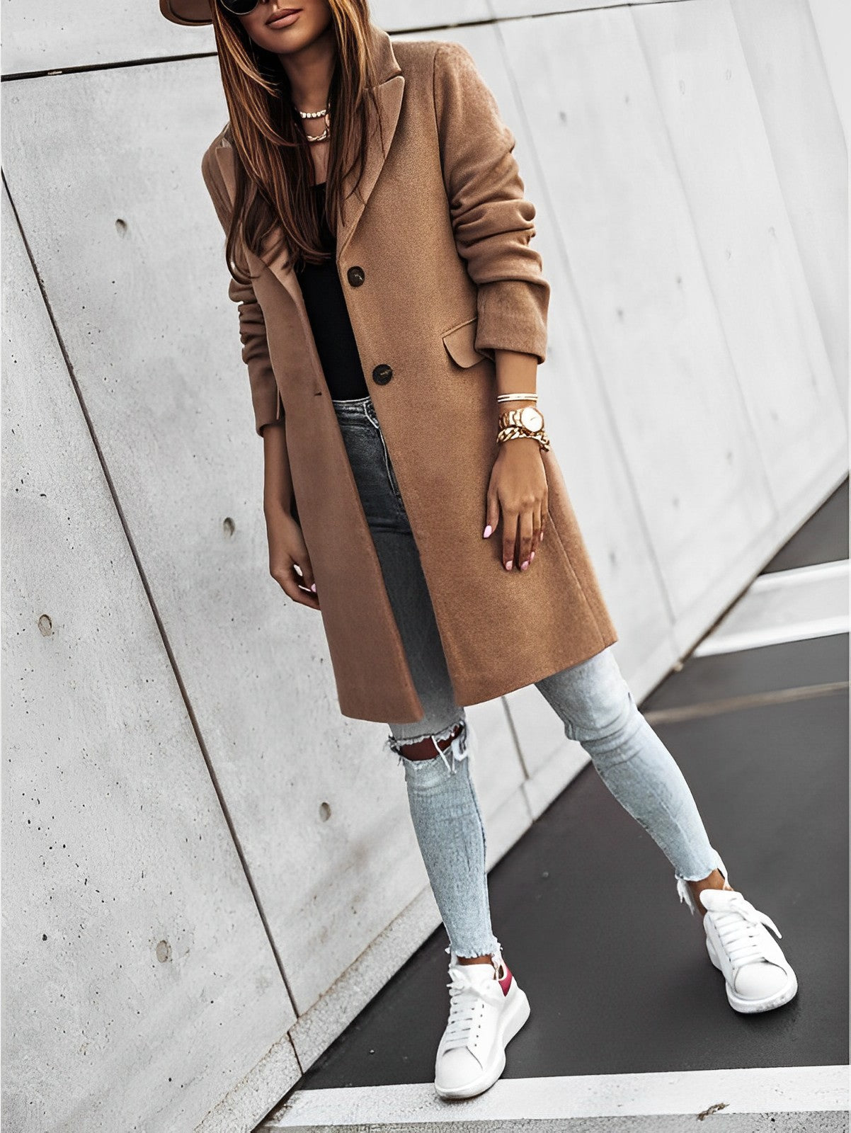 Chiara – Cappotto Donna Elegante Lungo a Due Bottoni