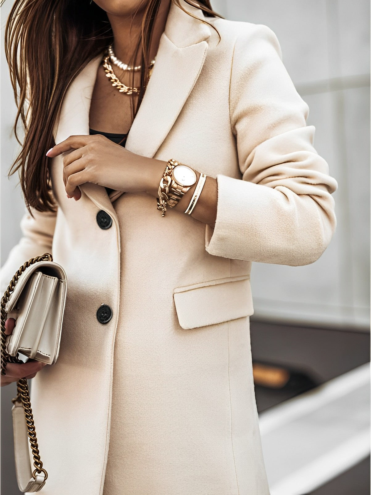 Chiara – Cappotto Donna Elegante Lungo a Due Bottoni