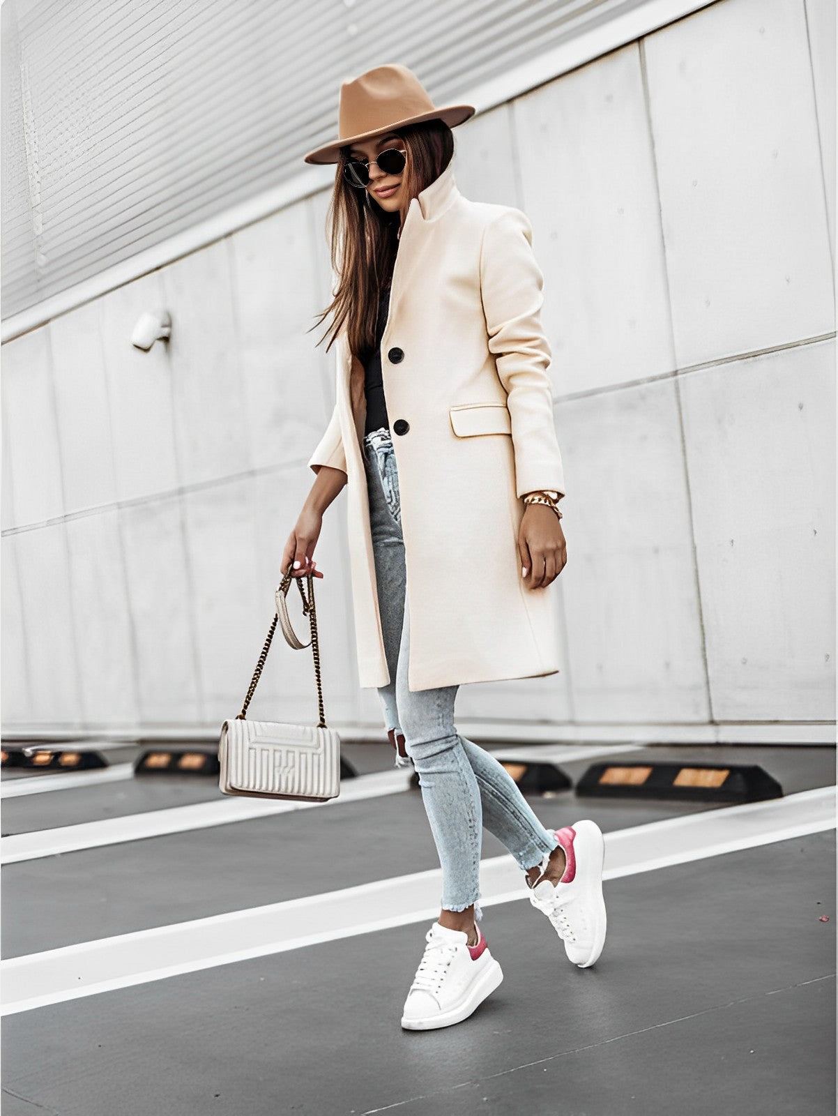 Chiara – Cappotto Donna Elegante Lungo a Due Bottoni