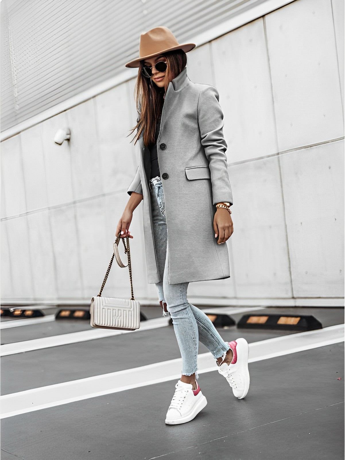 Chiara – Cappotto Donna Elegante Lungo a Due Bottoni