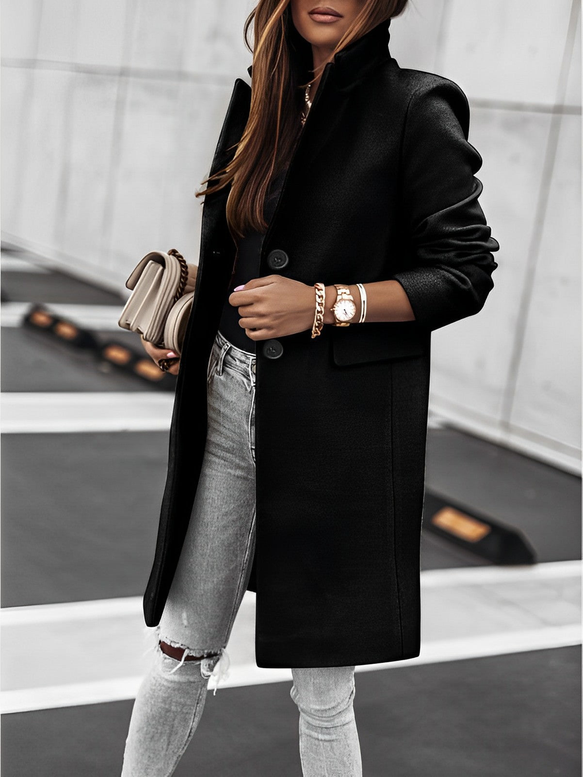 Chiara – Cappotto Donna Elegante Lungo a Due Bottoni