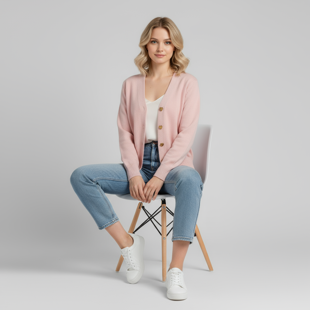 Jolanda – Pullover Donna in Lana Pura con Bottoni