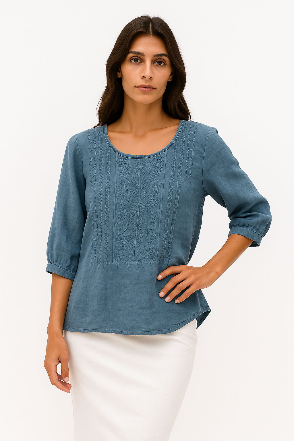 Laura - Donna Camicetta Cotone Leggero, Ricamo Elegante