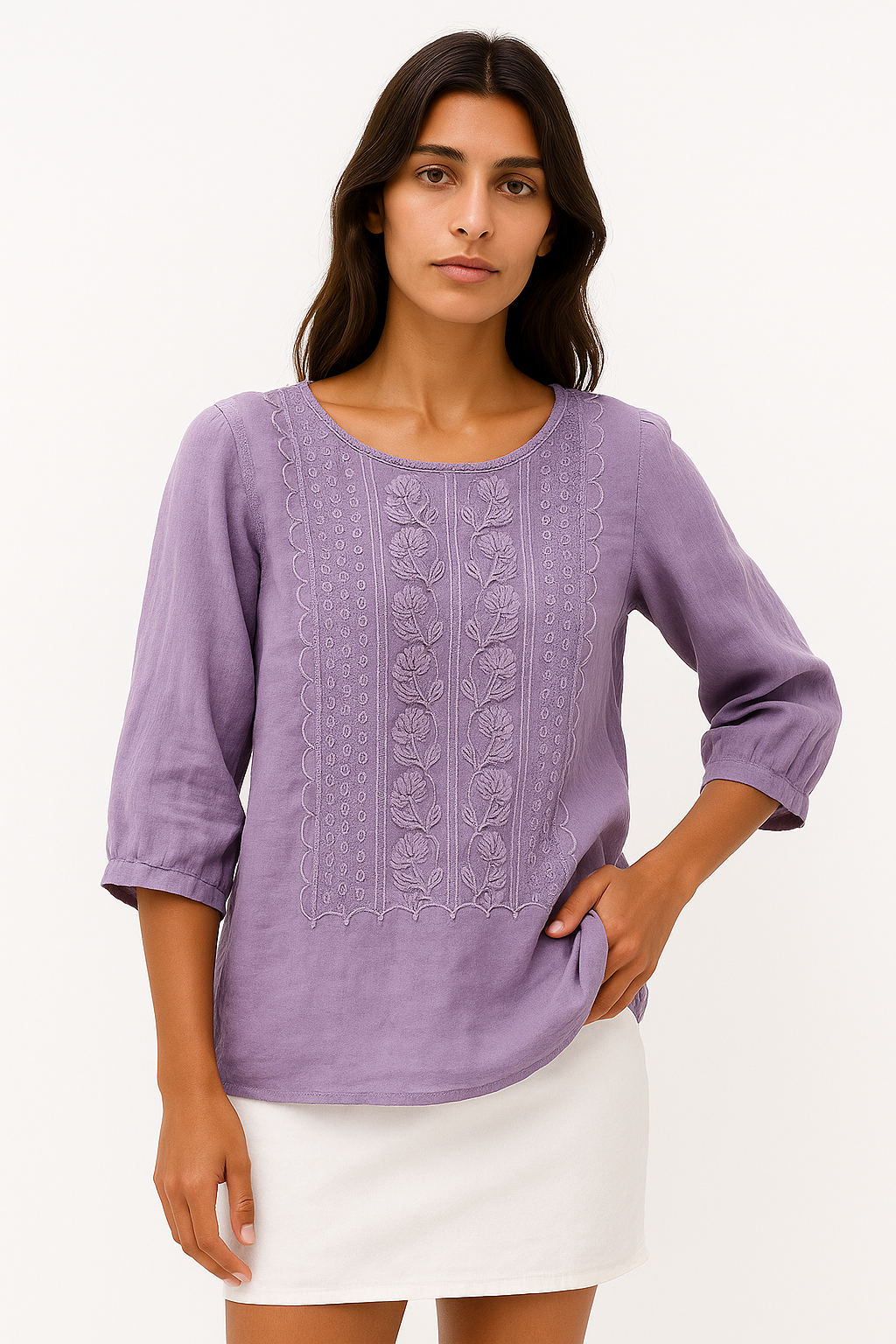 Laura - Donna Camicetta Cotone Leggero, Ricamo Elegante