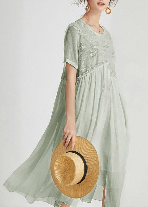 Solidea - Vestito boho estivo lungo in chiffon donna Verde chiaro