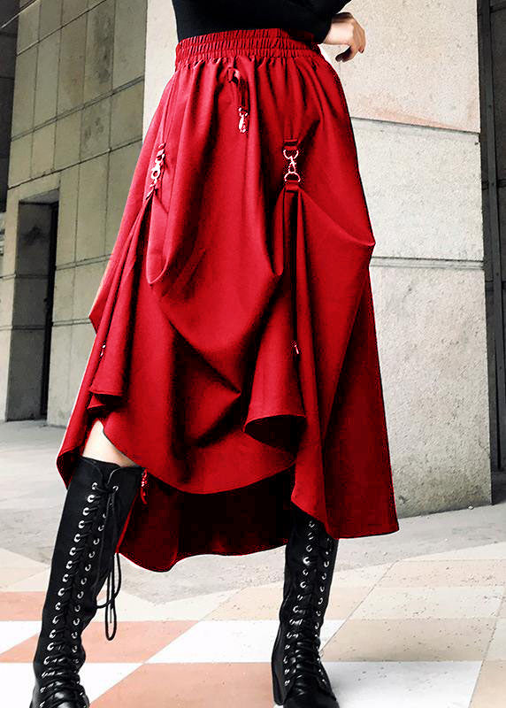 Speranza - Gonna estiva nera asimmetrica in cotone donna Rosso