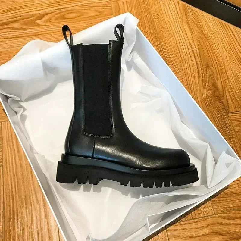 Hanna – Stivali Alti Neri Donna Slip-On Comodi