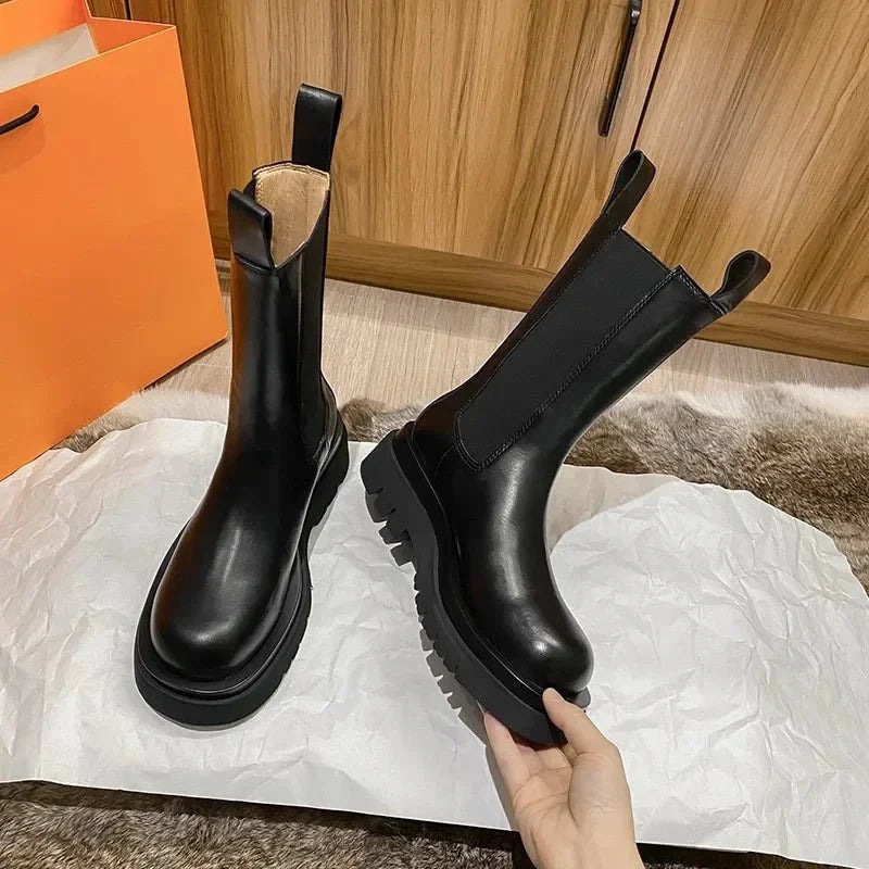 Hanna – Stivali Alti Neri Donna Slip-On Comodi