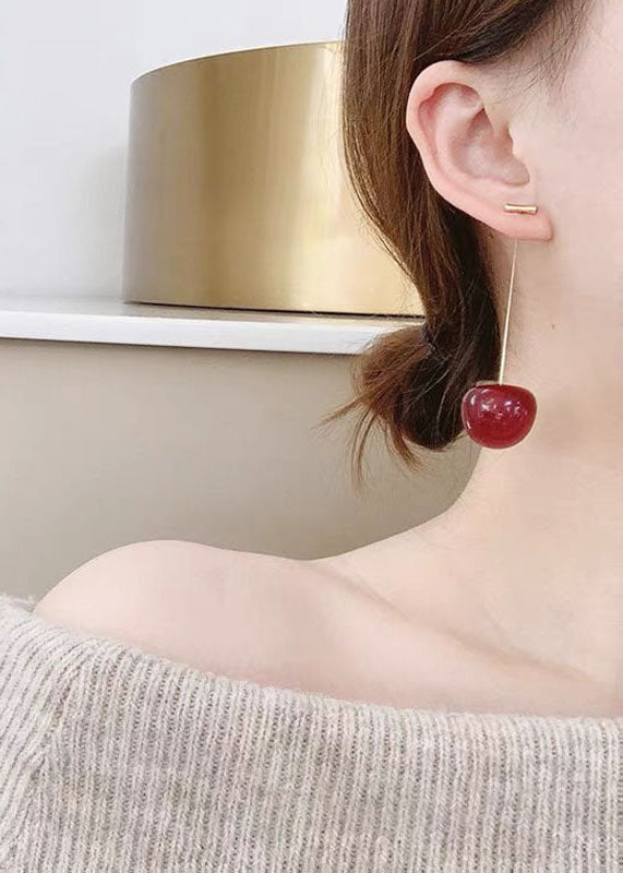 Lisabetta - Orecchini Pendenti Ciliegia Rossa Argento Donna
