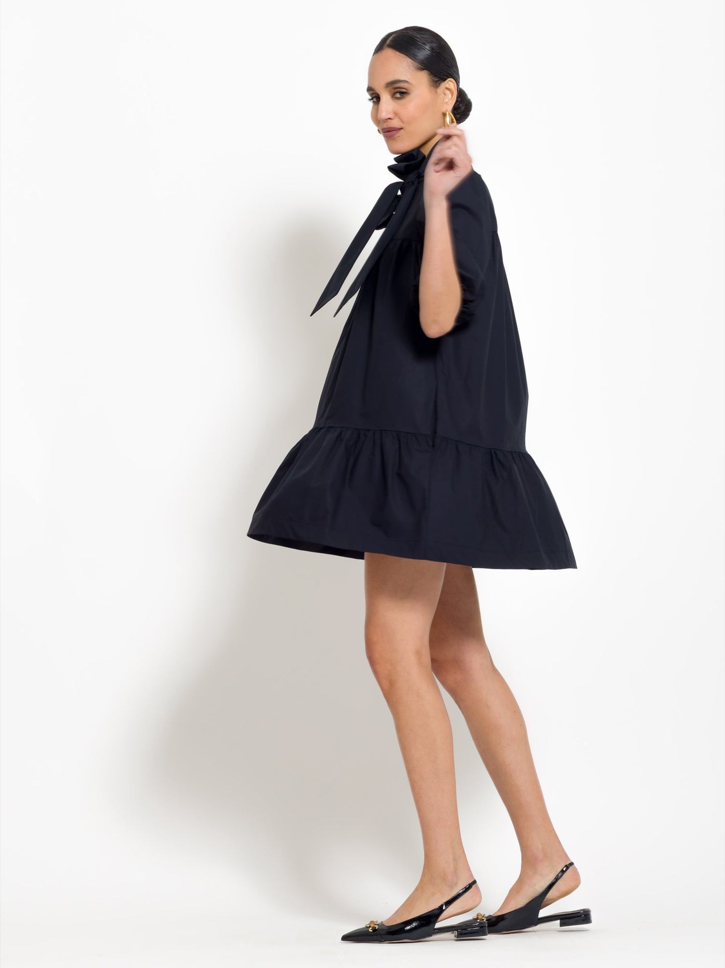 Sveva - Abito corto elegante con fiocco donna NERO3
