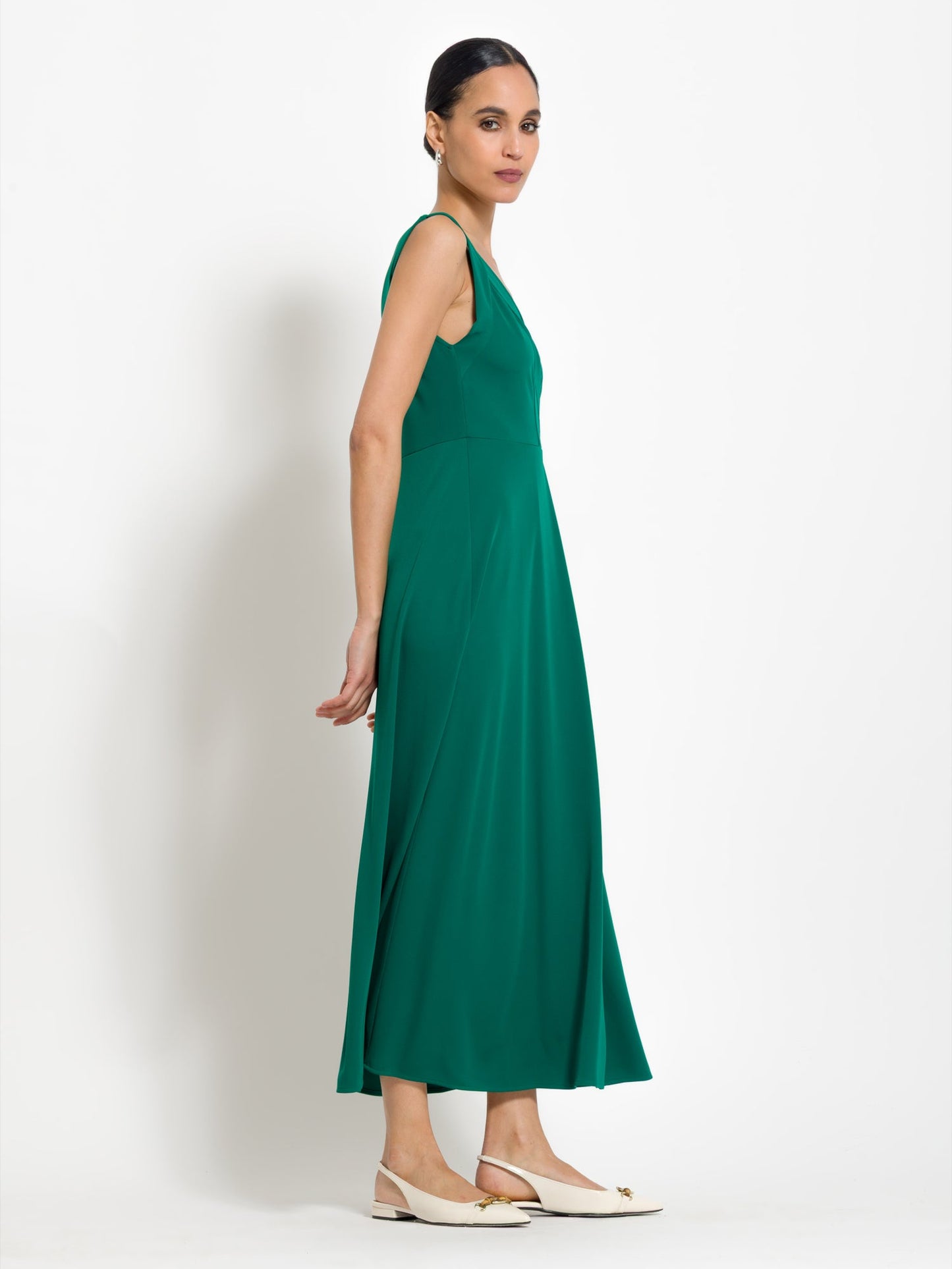 Tarsilia - Abito lungo elegante con scollo da donna Verde