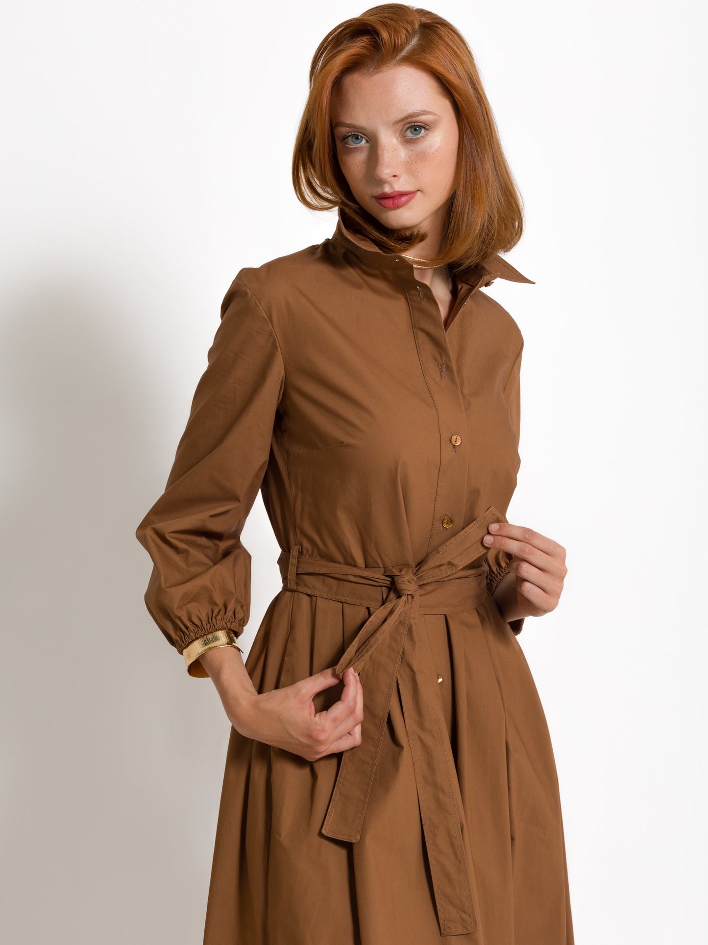 Teresa - Abito chemisier elegante da donna Marrone