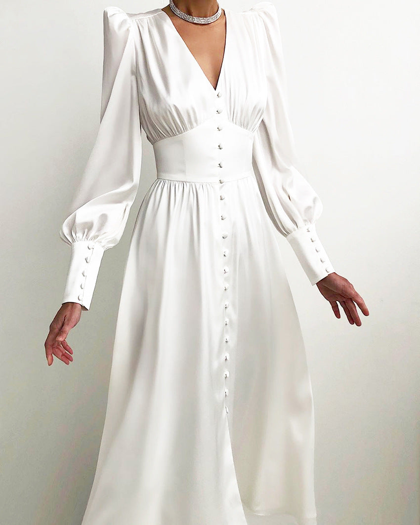 Tinni - Abito midi in raso elegante da donna Bianco