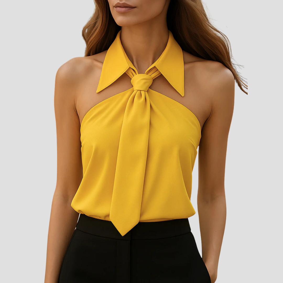 Treisia - Blusa estiva elegante con collo halter donna Giallo