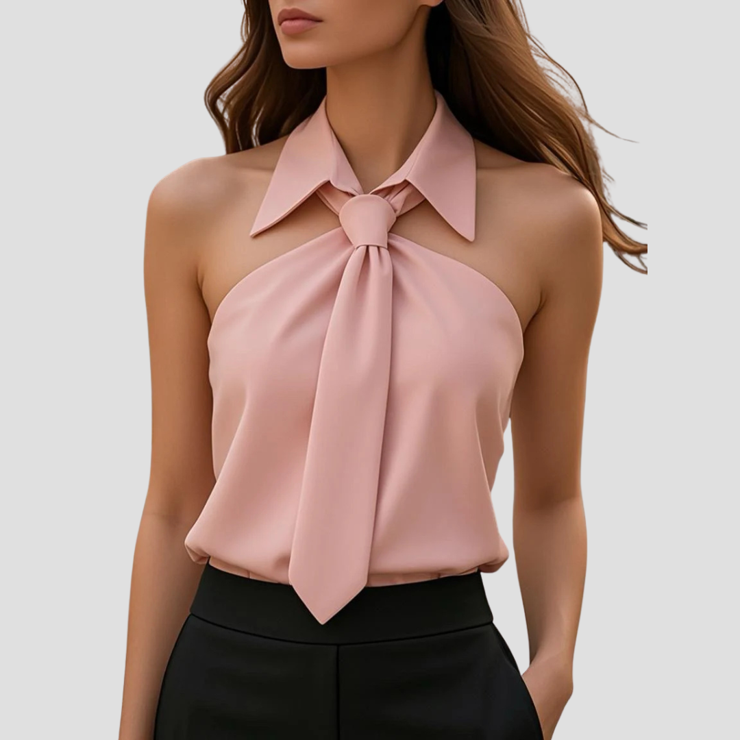 Treisia - Blusa estiva elegante con collo halter donna Rosa