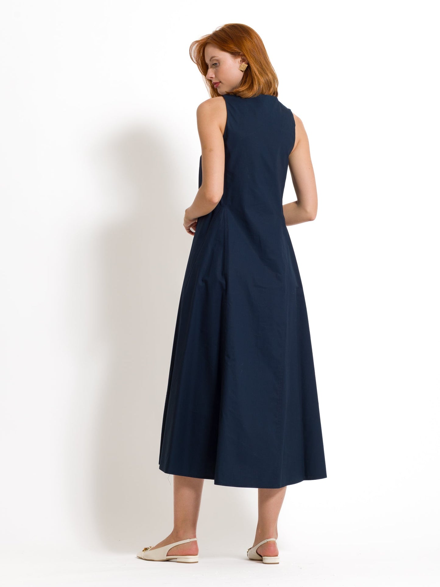 Tristana - Abito lungo in cotone da donna Blu navy