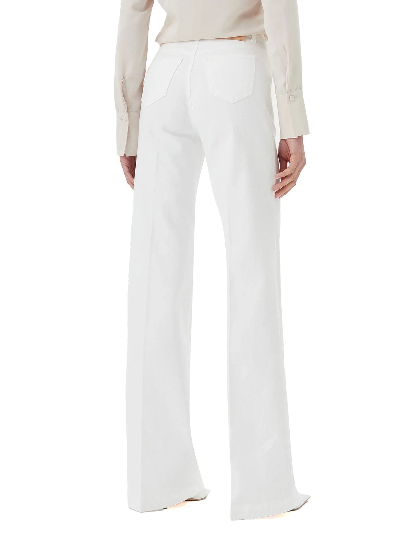 Tulliana - Pantaloni a zampa in denim naturale donna Bianco