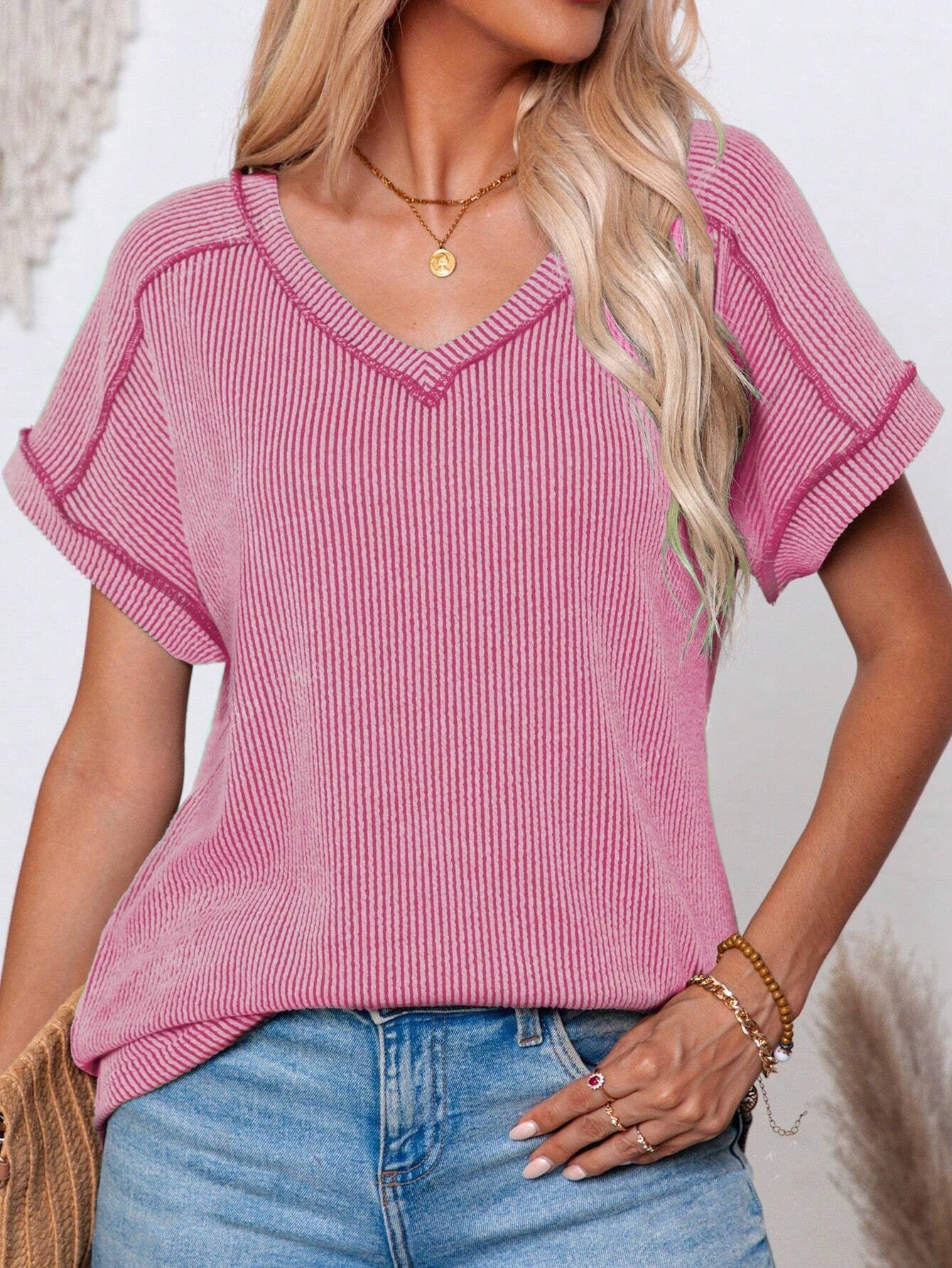 Una- Maglia in Maglia a Vestibilità Morbida Rosa