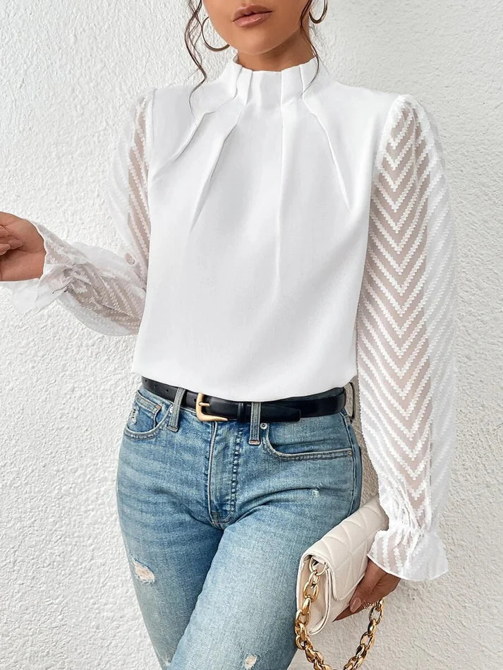 Uriana - Abito chemisier donna con dettaglio in mousseline Bianco
