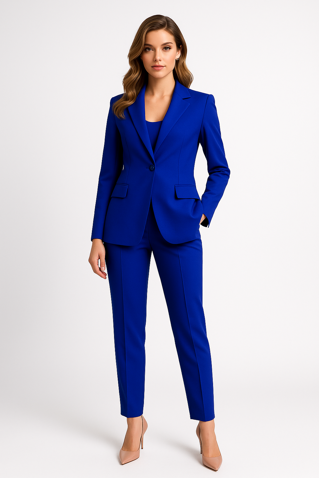 Uriella - Tailleur pantalone donna elegante da ufficio Blu