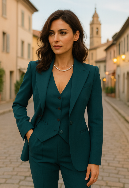Uvina – Elegante Completo Donna a Tre Pezzi Verde