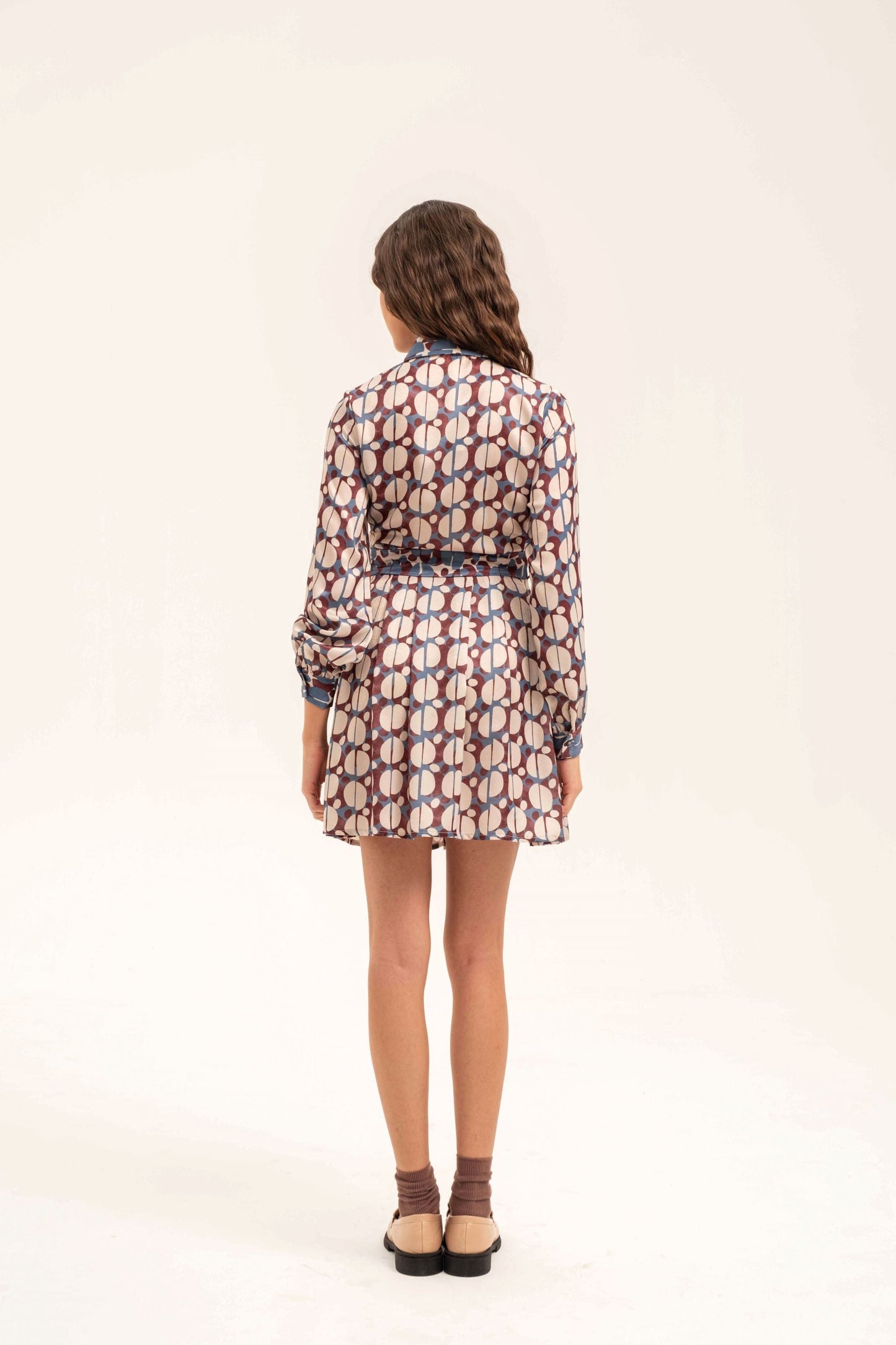 Quinora - Abito Chemisier Donna Raso Stampa Pois Elegante