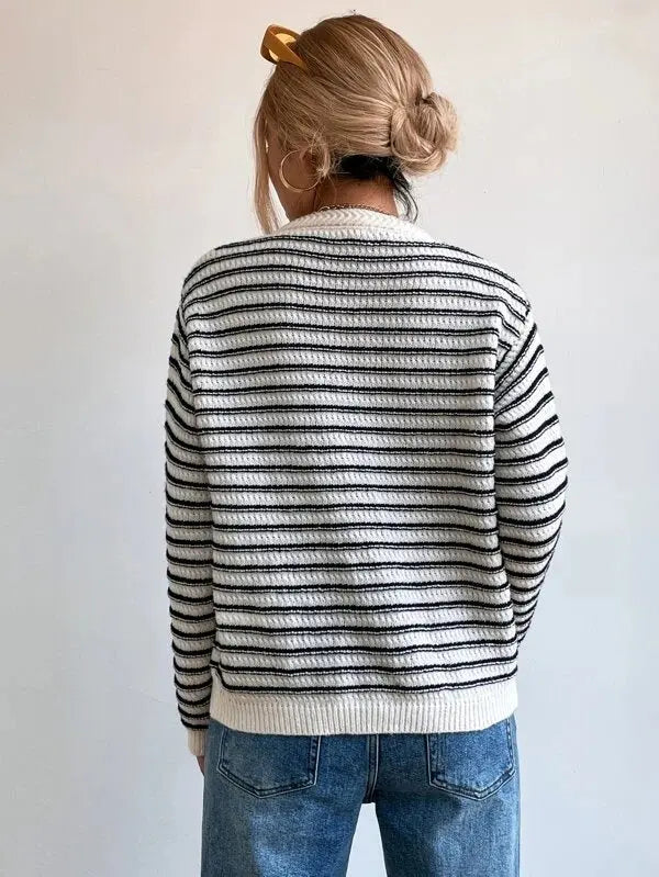 Ursula - Cardigan Autunnale a Righe con Bottoni