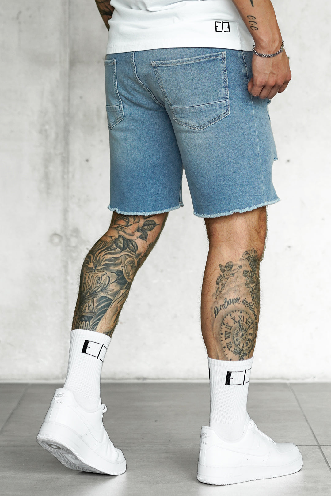 Rosario - Shorts Jeans Uomo Blu Washed Destroyed Moderni