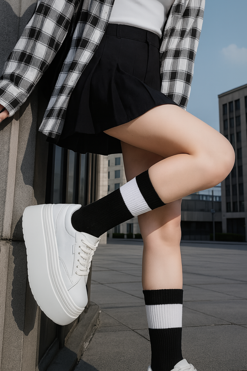 Elodia - Sneakers in pelle con platform robusta