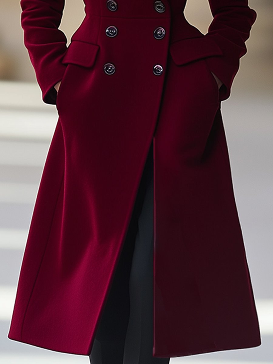 Jebu - Cappotto Lungo Donna Doppiopetto Elegante