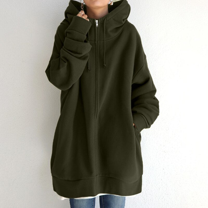 Arabella - Felpa invernale oversize con cappuccio donna