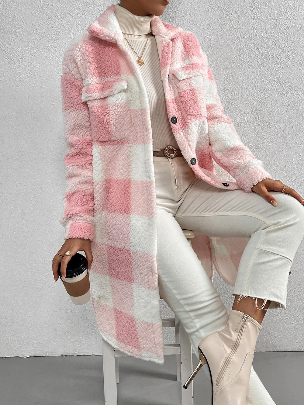 Debora – Cappotto in Velluto di Lana a Quadri