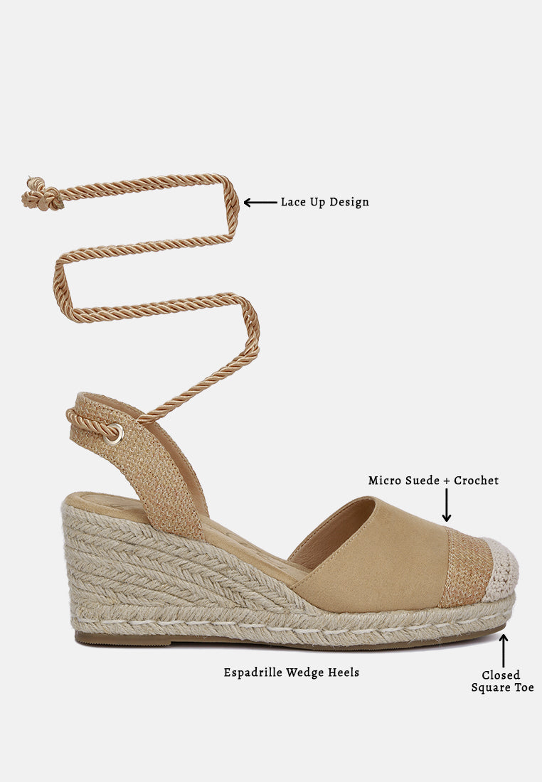 Agata - Aiden Lace-Up Crochet Espadrilles