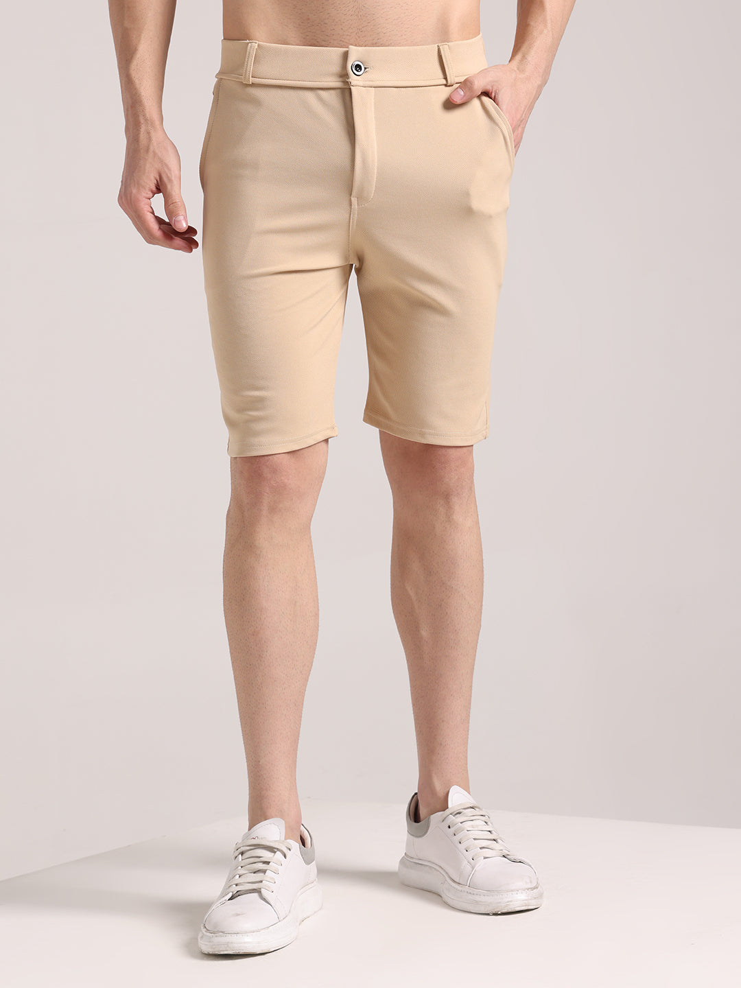 Dario - Pantaloncini Chino Crema Elasticizzati Uomo