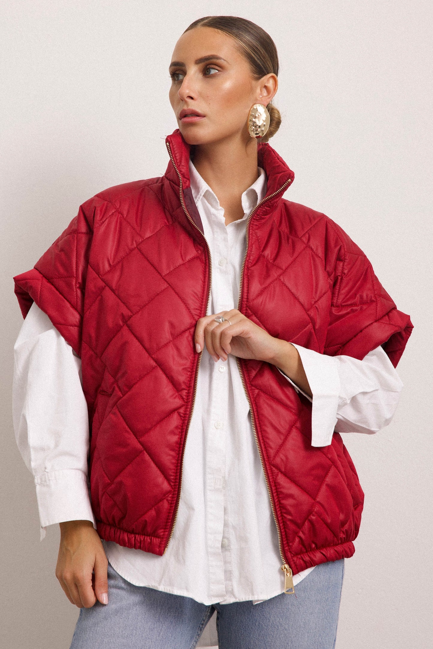 Adrianna - Maglia Collo Alto Manica Corta Elegante