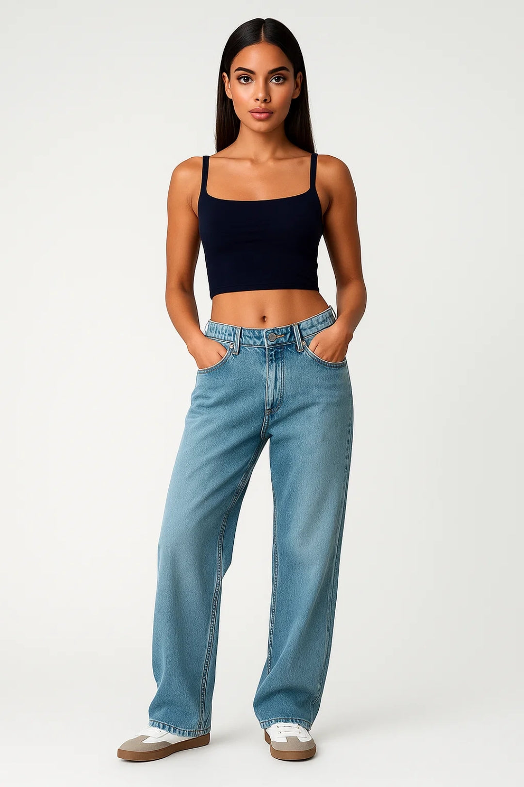 Viola – Jeans a Gamba Larga Vita Bassa Casual Donna
