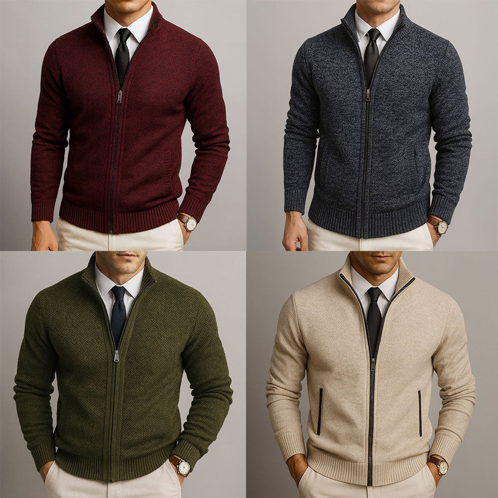 Tullio - Cardigan Zip Elegante Uomo Stile Moderno