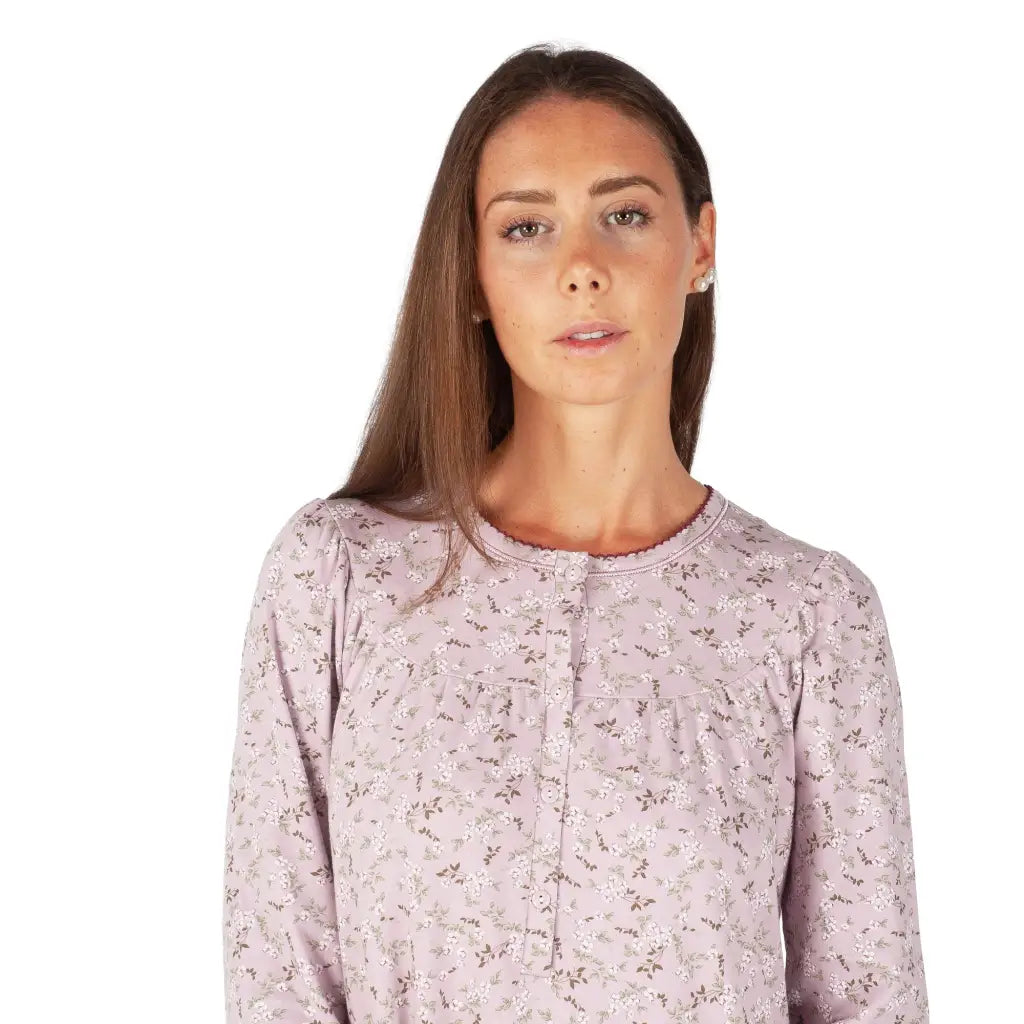 Quintella - Camicia da Notte Donna Serafino Manica Lunga Calda