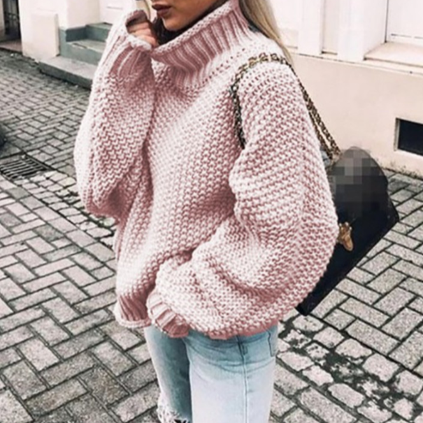 Noemi – Maglione con Lavorazione a Maglia Grossa e Collo Alto