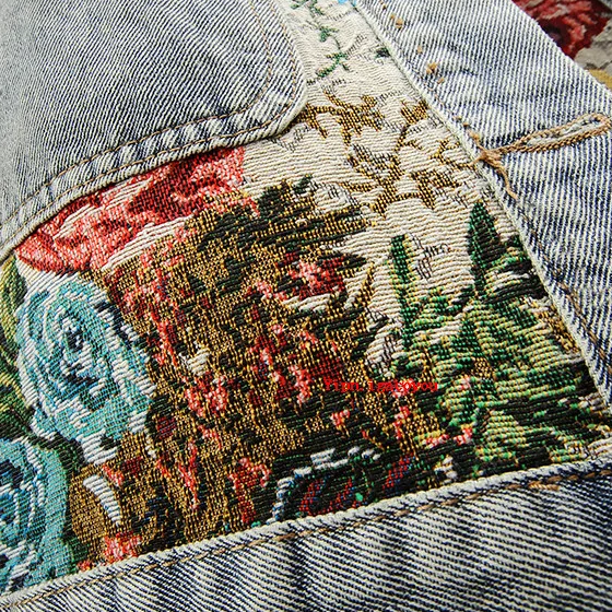 Lucia - Giacca Donna in Denim con Stampa Floreale