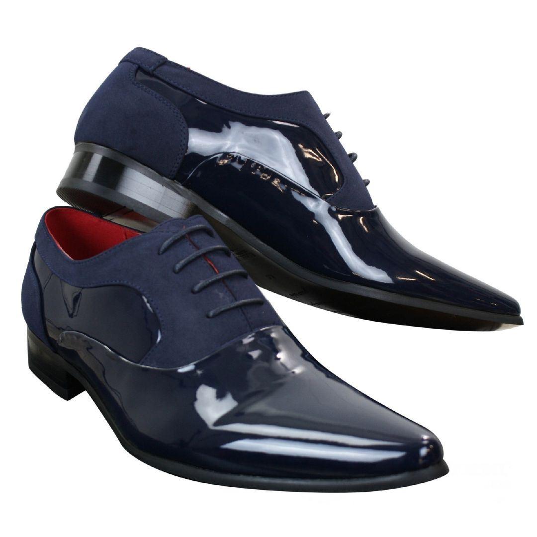 Marcello – Scarpe Uomo Vernice e Camoscio Lucido con Lacci Design Italiano