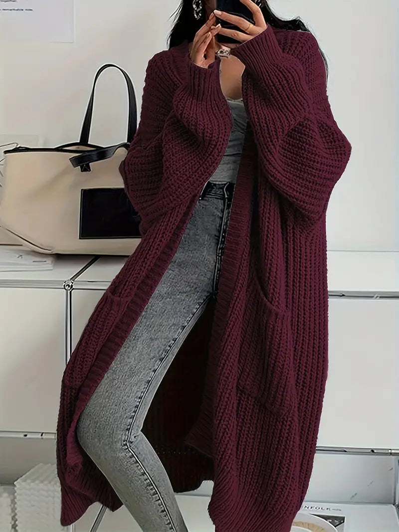 Damiana – Cardigan Donna Lungo Invernale Lavorato a Maglia