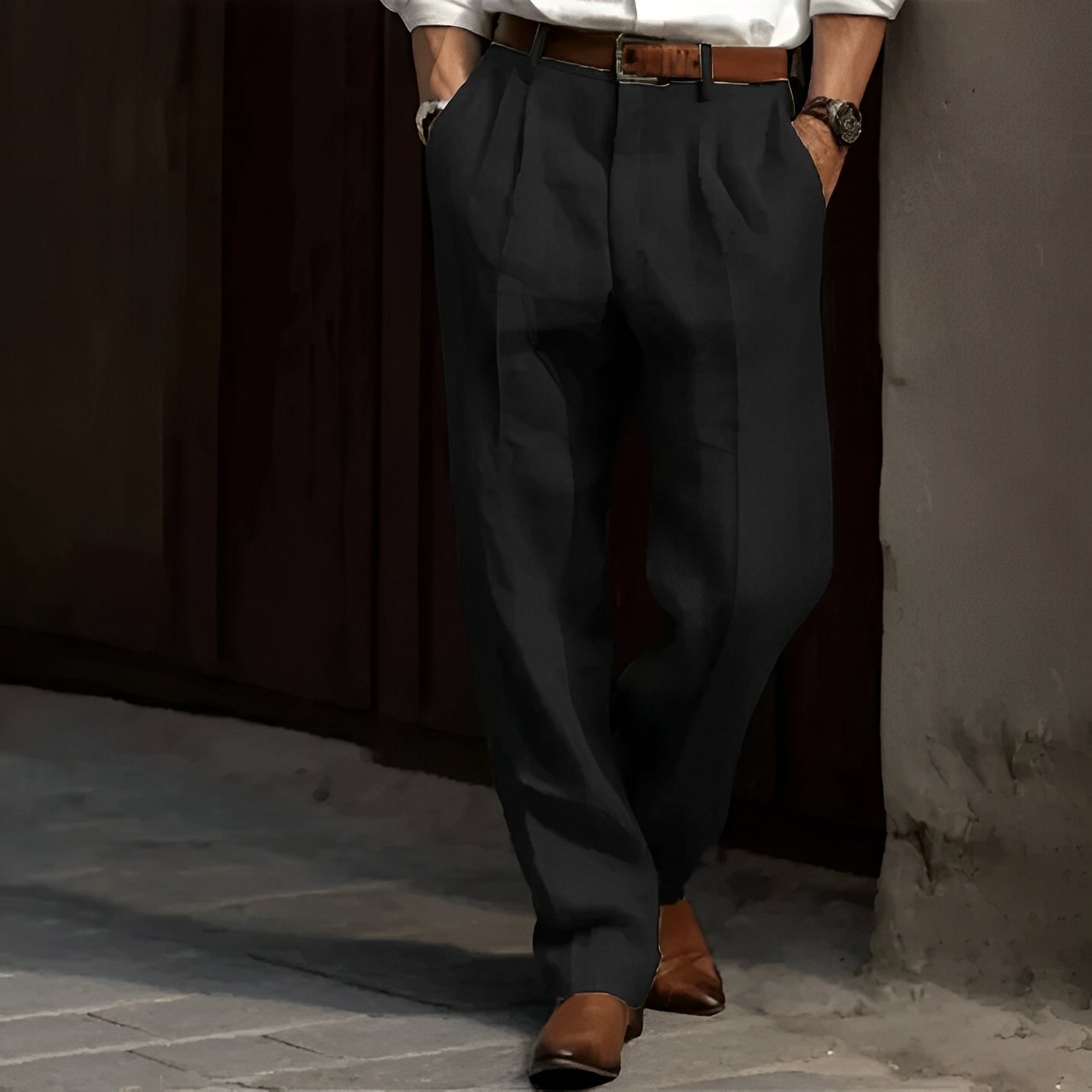 Francesco – Pantalone Retrò Da Uomo Dal Taglio Classico