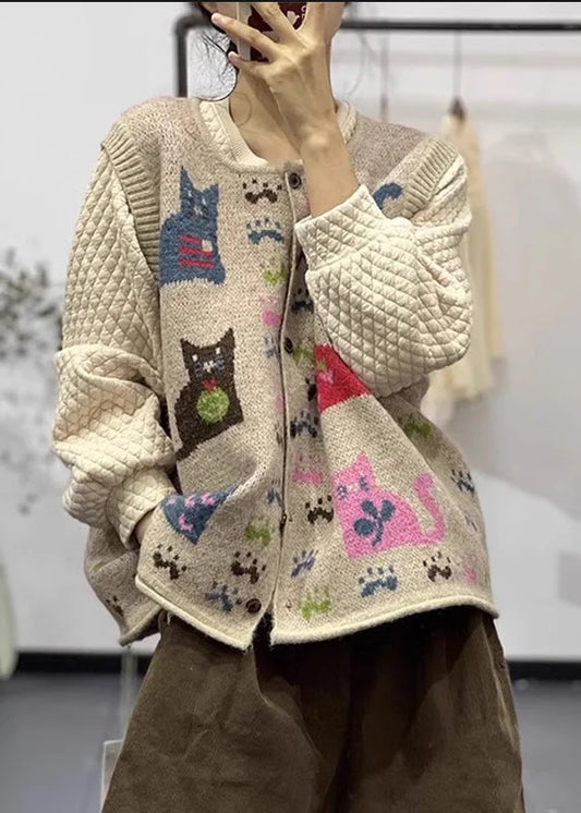 Juliana - Cardigan con Gatti Colorati Divertente