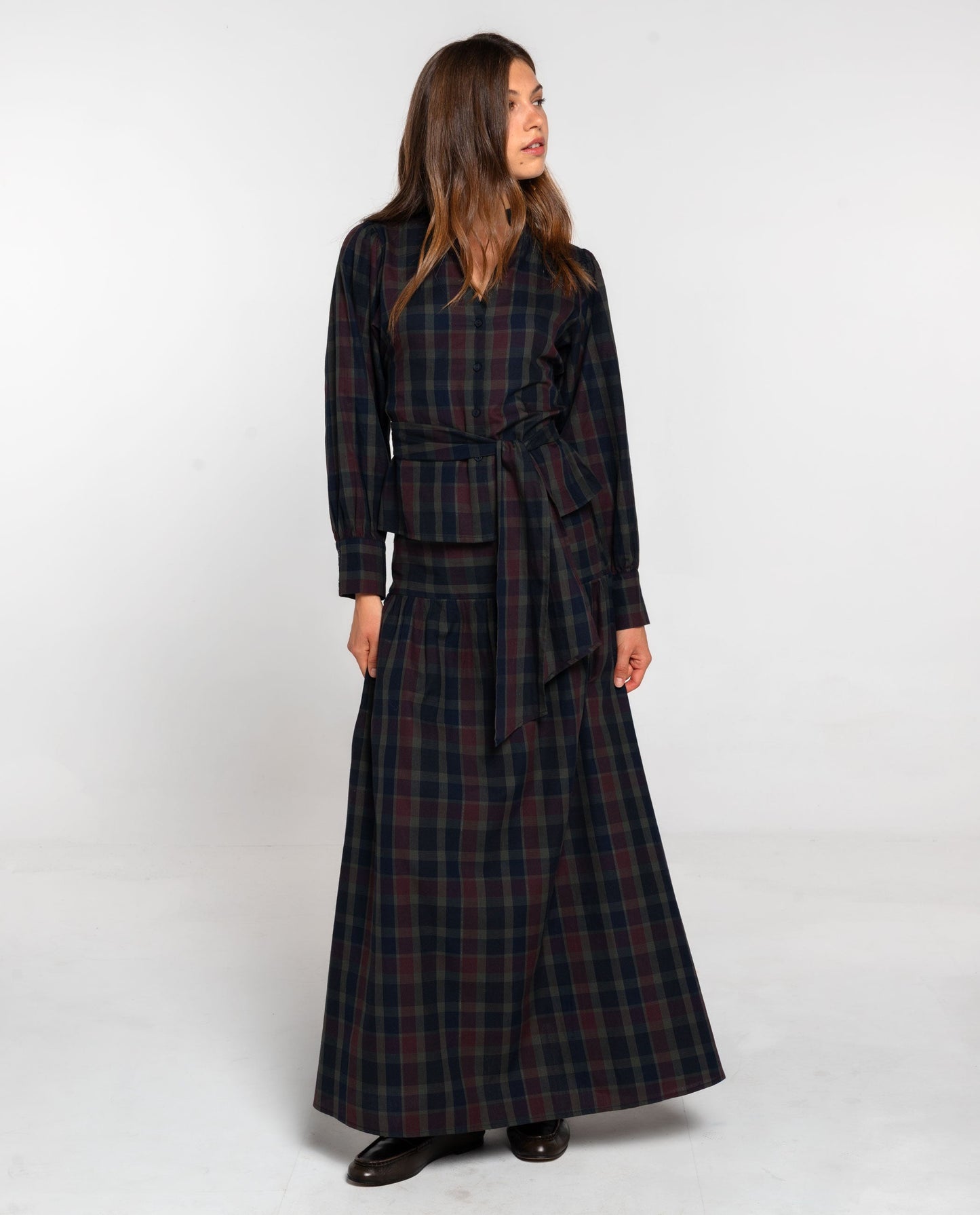 Consolata - Blusa Elegante a Quadri Tartan Fantasia Classica
